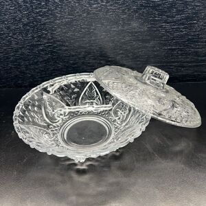 Vintage KIG Indonesia Hearts/Roses Candy Dish/ Trinket Bowl w/Lid Bubble Lace